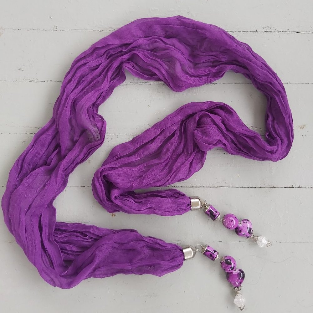 Violet Beaded Scarf